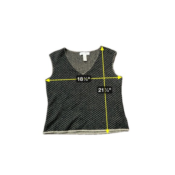 Jones New York Black Gold Diamond Pattern Sleeveless Knit Vest Top Sz Large - Picture 6 of 9